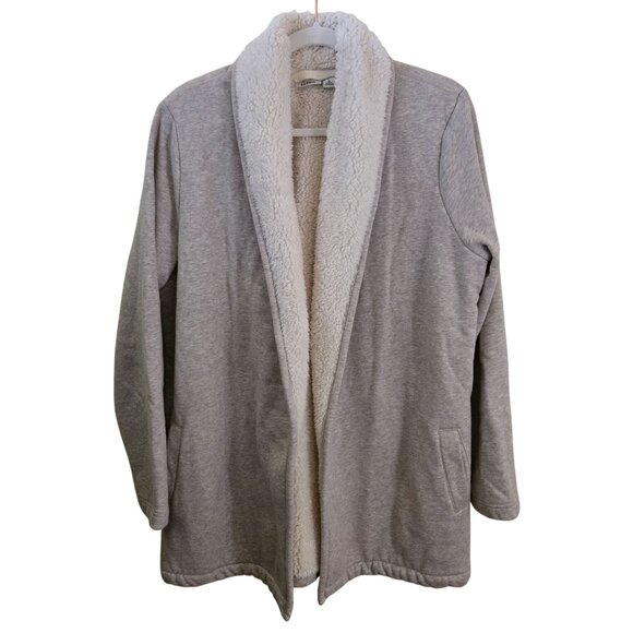 L.L. Bean 1912 Sherpa Lined Cardigan Jacket  Oatmeal Heather Size L - Picture 2 of 9